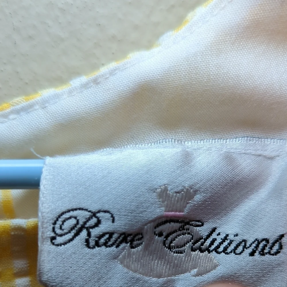 Rare Editions Yellow Gingham Sundress Pink Flamingo Ricrac Trim Girls Size 4